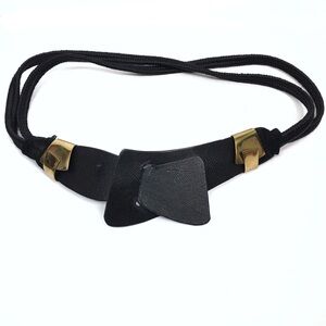 VINTAGE Leather Shop Belt Woven Cord 80s Vogue Avant-garde High Fashion Large